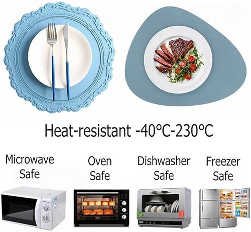 Miniatura 5 de Juego de 4 manteles individuales de cuero negro, manteles individuales para cena de boda, se puede limpiar y lavar, mantel individual antideslizante