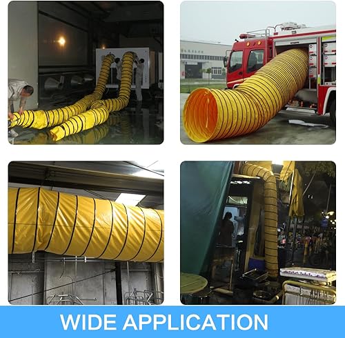 Miniatura 6 de Manguera de conducto flexible de PVC con gancho en S de cuerda ajustable y soporte de acero para ventilador de escape (14 x 16 pies)