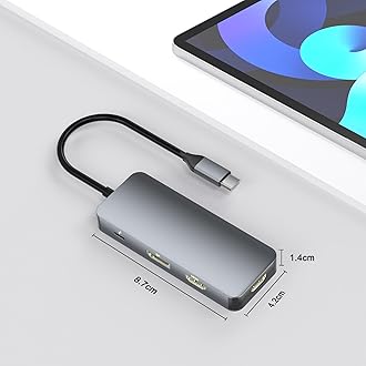 Docking Station Dual Monitor for Dell/HP/Mac, 7 in 1 Laptop Docking Station 3 Monitors with 2 HDMI 4K@60Hz/Displayport/3 USB/100W PD, Dual Monitor Adapter, Dual HDMI Adapter for 2 Monitors, USB C Hub