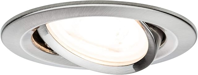 Paulmann 93641 Nova Recessed Spotlight Round Iron Without Bulb Max. 35 W GU10 Recessed Ceiling Light Brushed Aluminium