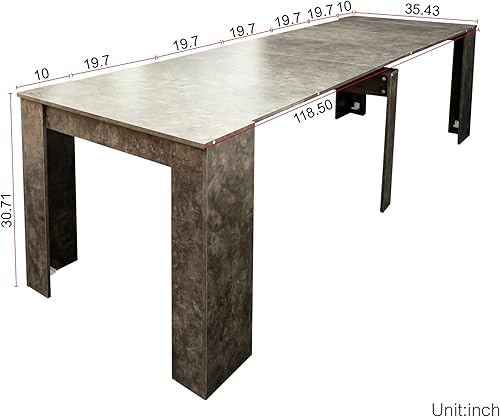 Miniatura 2 de HomVent Mesa de comedor extensible para 8 a 12 personas, mesa de comedor extensible multifuncional de madera MDF extensible como mesa de cocina,