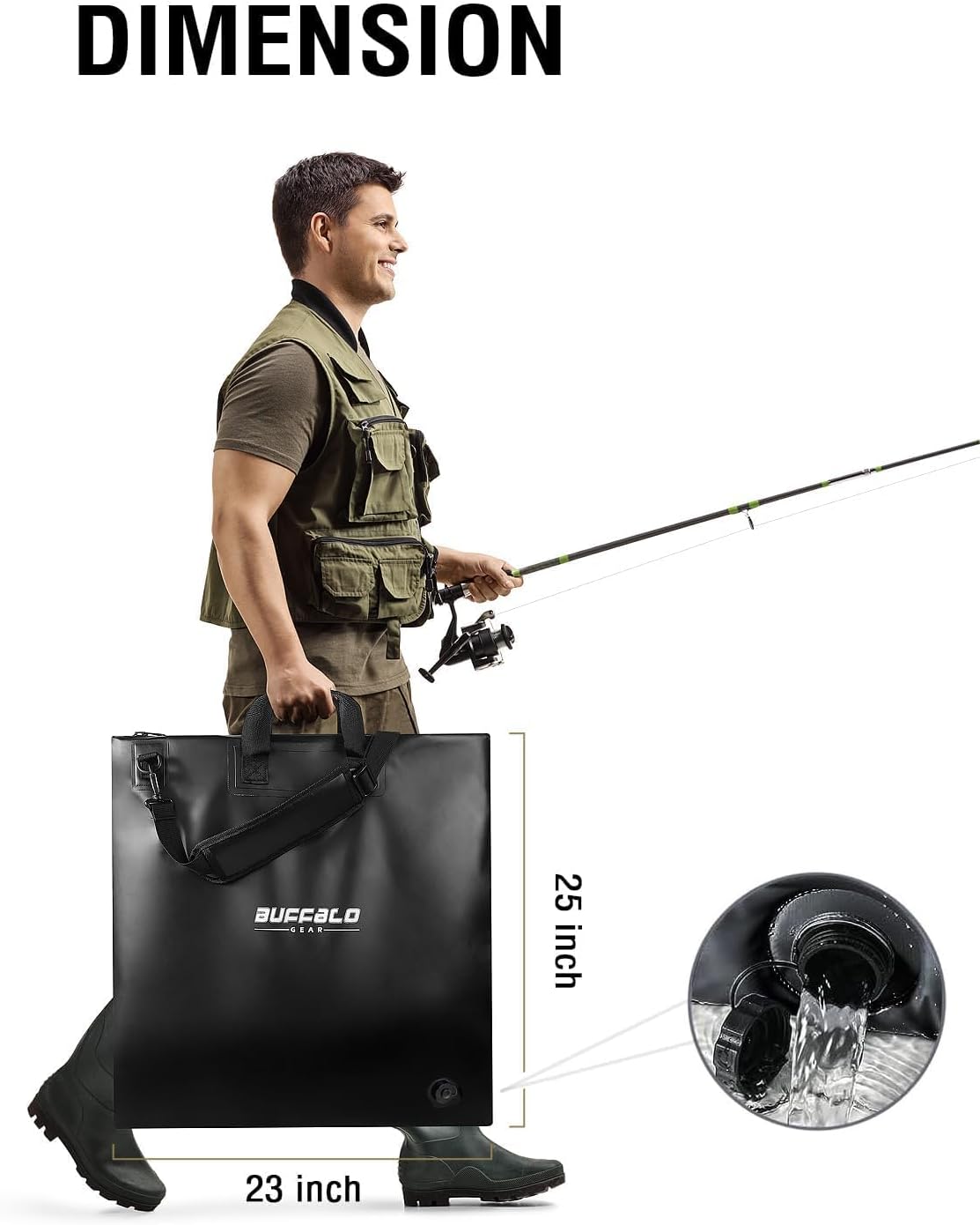 Buffalo Gear Fish Tournament Weigh in Bag for Bass Fishing, Heavy Duty Fish Bag for Caught Fish Waterproof,Leakproof,Puncture Resistant