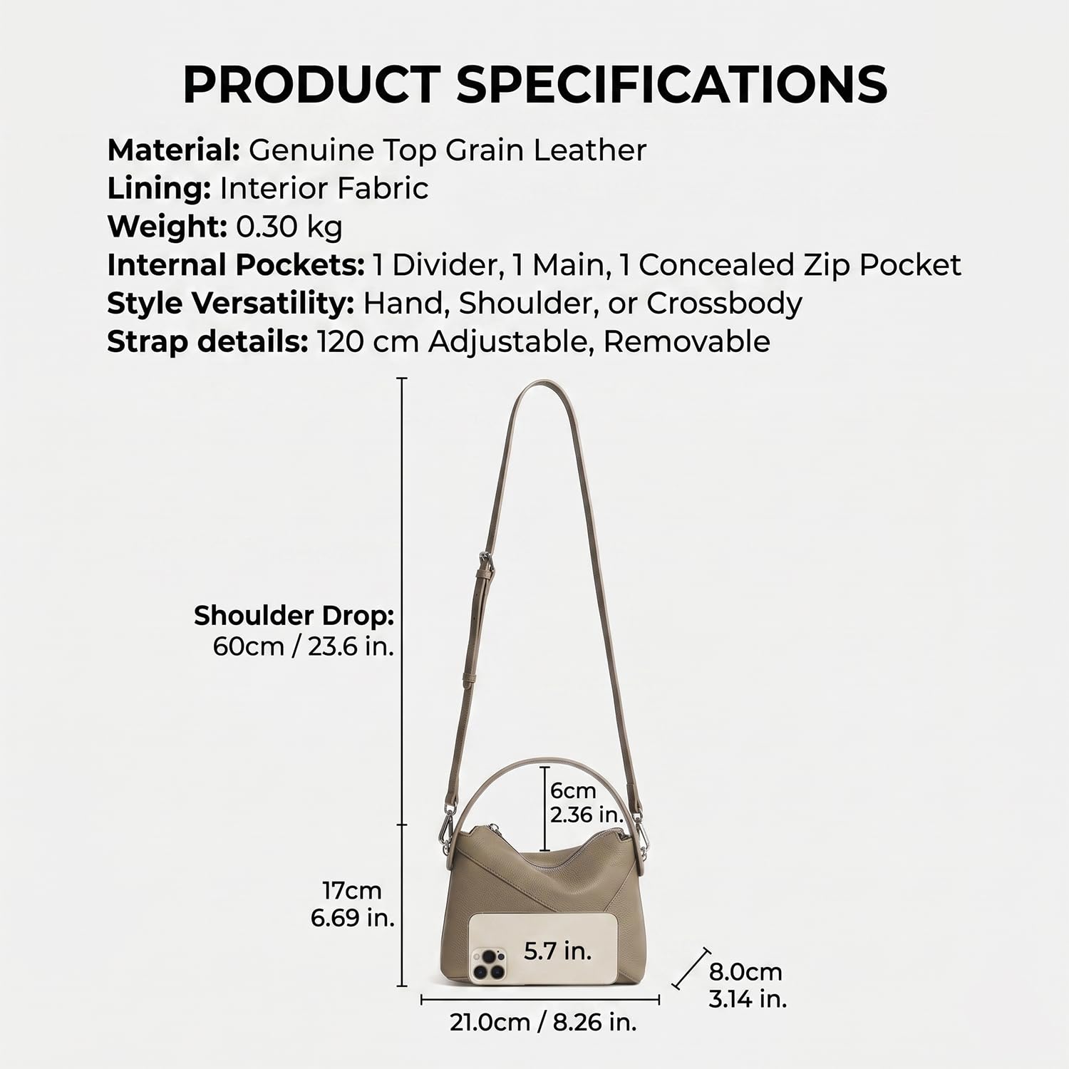 Bolso Boston Mini Mujer de Cuero Flor Genuino, Bolso de Mano Geométrico Diseño Nicho, Elegante Bolso Bandolera y de Hombro Minimalista Caquí