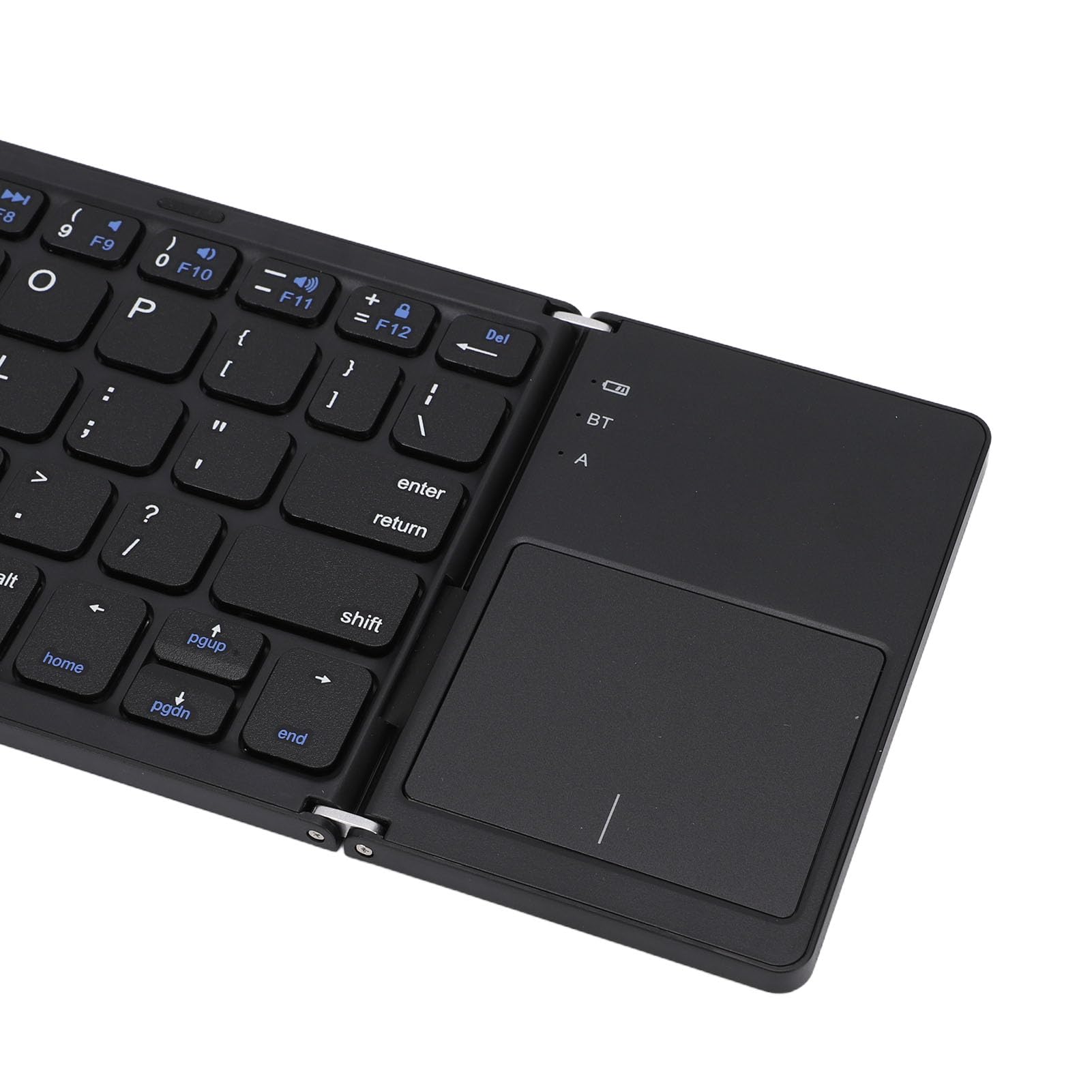 banapoy Tastiera Bluetooth Pieghevole con Touchpad, Tastiera Wireless Ricaricabile a 3 Canalis per Smartphone Tablet Laptop, Batteria da 140 MAh (BLACK)