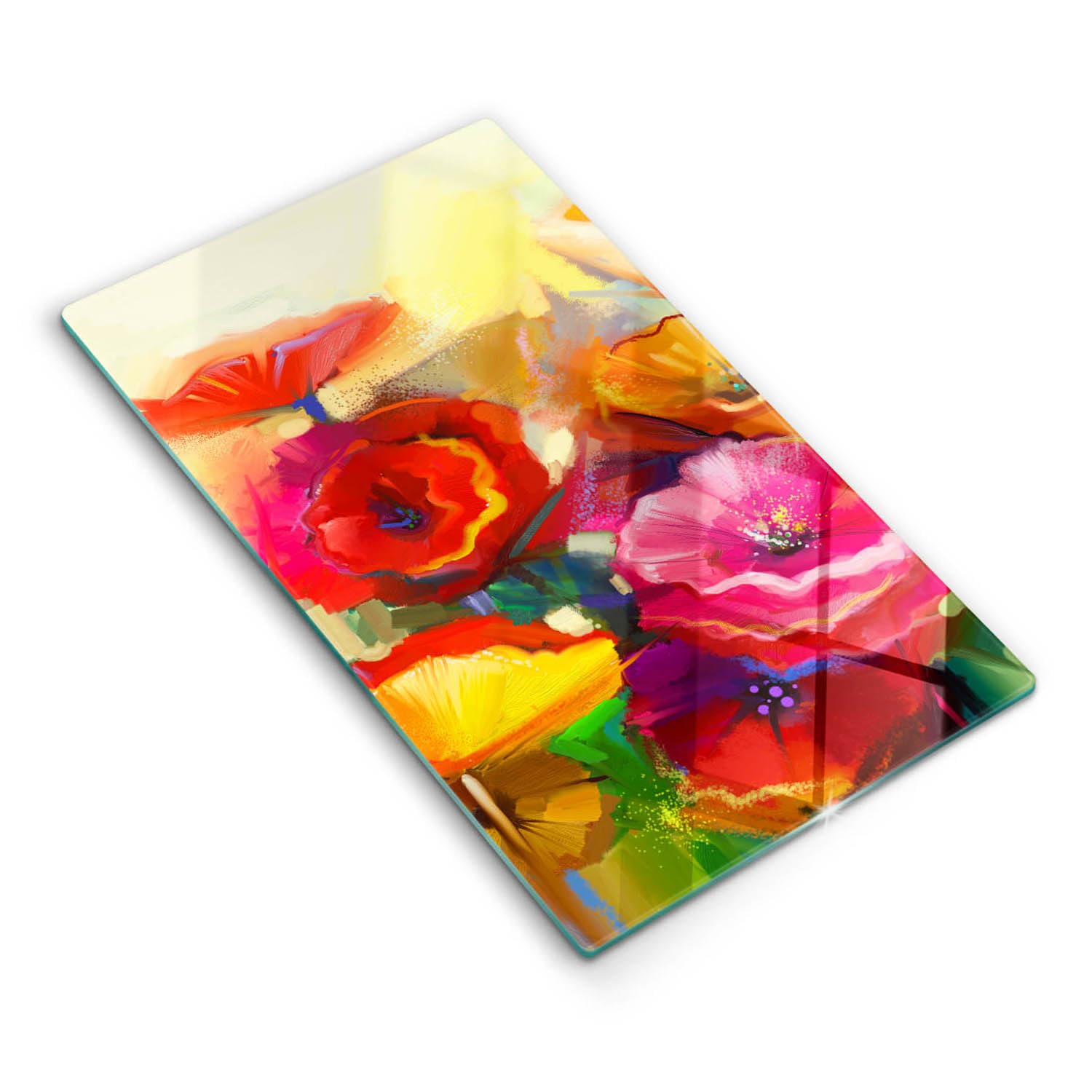 Protection plaque induction fleurs peintes pour embellir la cuisine