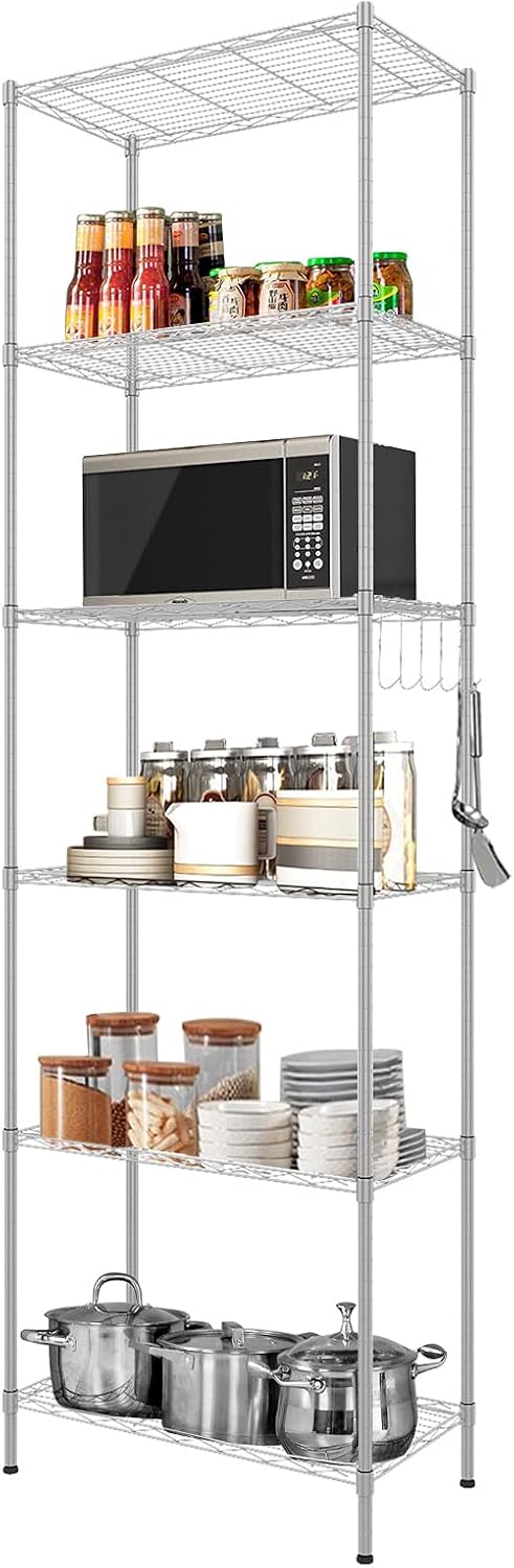 60% Off Discount DEVO 6-Shelf Storage Shelves Wire Shelving Unit, Heavy Duty Metal Shelves, Height & Leveling Feet Adjustable Shelving Utility Commercial Steel Organizer Wire Rack with Hooks for Kitchen Pantry Garage Exclusive Discount 90% Price DEVO 6-Shelf Storage Shelves Wire Shelving Unit, Heavy Duty Metal Shelves, Height & Leveling Feet Adjustable Shelving Utility Commercial Steel Organizer Wire Rack with Hooks for Kitchen Pantry Garage