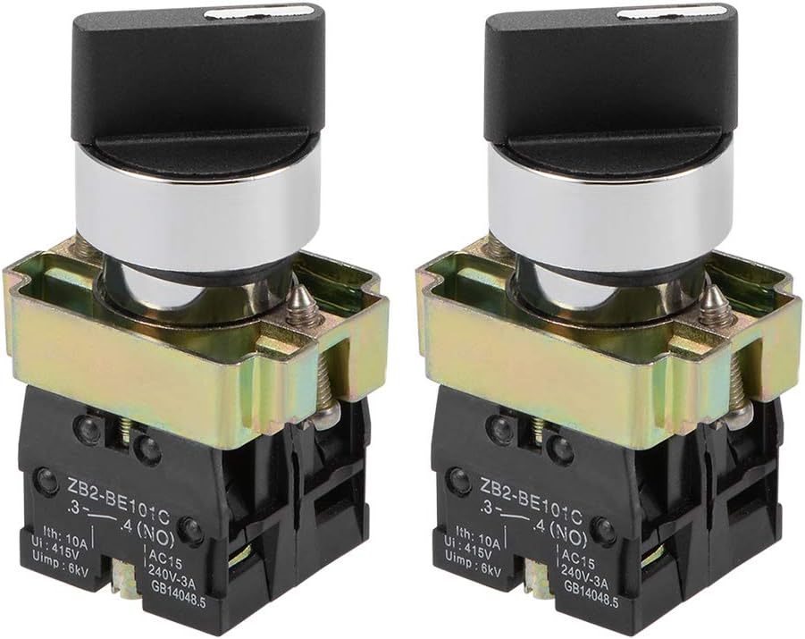 uxcell Plastic Rotary Selector Switch 3 Positions 2no Self-Lock Latching on-Off-on 415v 10 A -2 Pieces