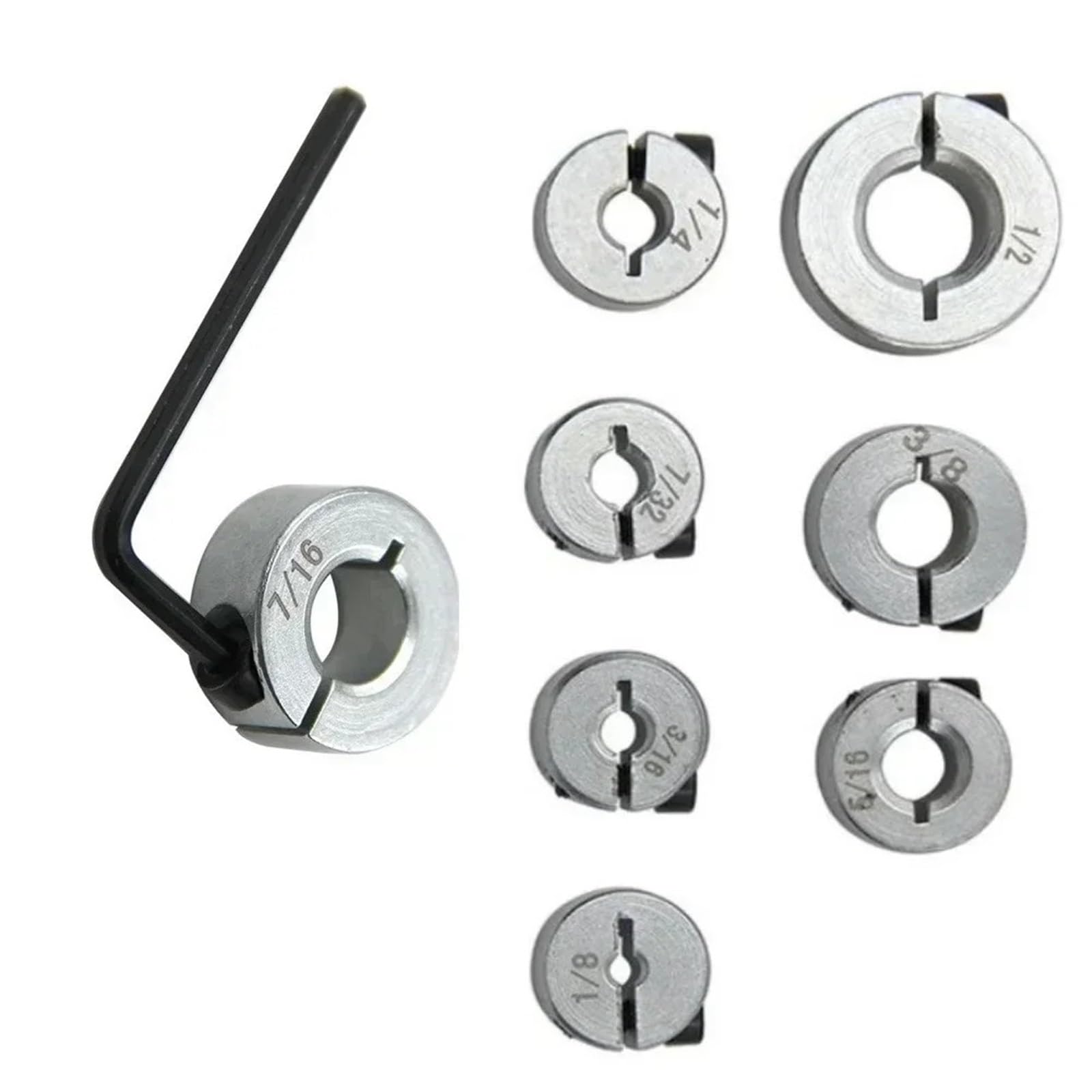 8-teiliger Bohrer-Tiefenstopp-Kragen mit Inbusschlüssel-Set, fester Bohrerhalter, Spaltringe for Holzloch-Bohrstopperring
