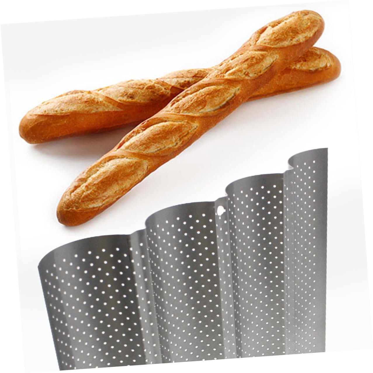 ABOOFAN Backformen Perforiert für Französisches Brot Antihaftbeschichtet und Hitzebeständig Leicht zu Reinigen und Formstabil für Knusprige Kruste