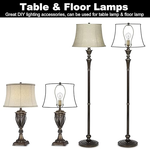 Miniatura 55 de Arpa de lámpara de latón de 8 pulgadas, 2 juegos, soporte de sombra desmontable para lámparas de mesa y pie, soporte resistente con sillín y remate