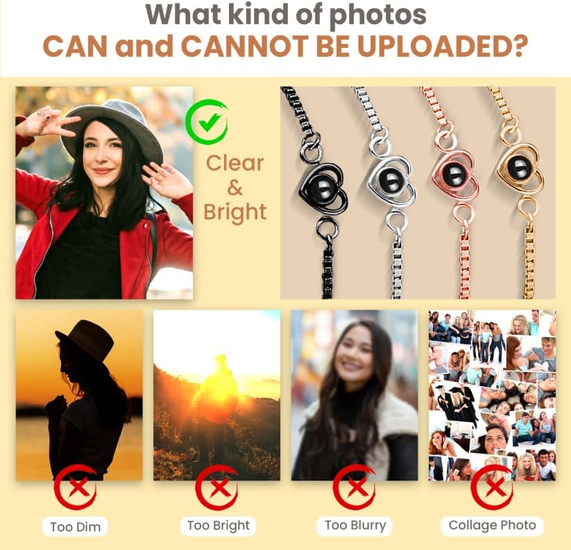 Personalized Projection Bracelet with Picture Inside-Custom Photo Bracelet as Memorial Gifts for Women and Girlfriend