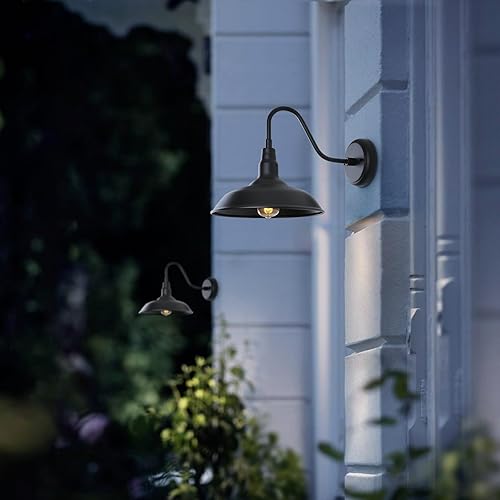 Miniatura 5 de Luz de granero de cuello de cisne negro mate de 14 pulgadas de diámetro, paquete de 3, LM2202