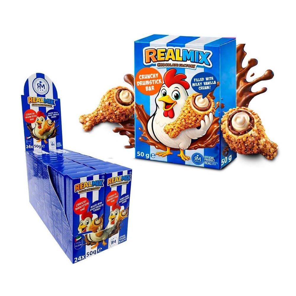 Snack Realmix Choco Drumstick con Cobertura de Cacao y Crema de Leche | Caja 24 Unidades x 50 g | Snack Dulce con Forma de Muslo de Pollo