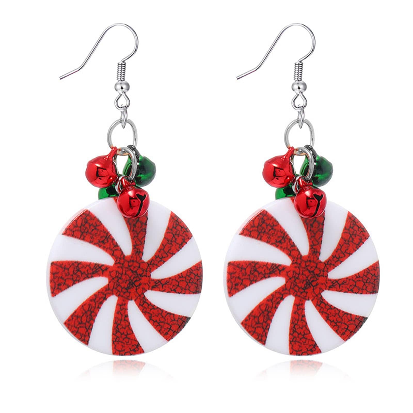 Christmas Earrings for Women 925 Sterling Silver Dangle Cute Tree Cake Jingle Bell Bow Cane Snowflake Dangling Festive Holiday Party Accessory Jewelry
