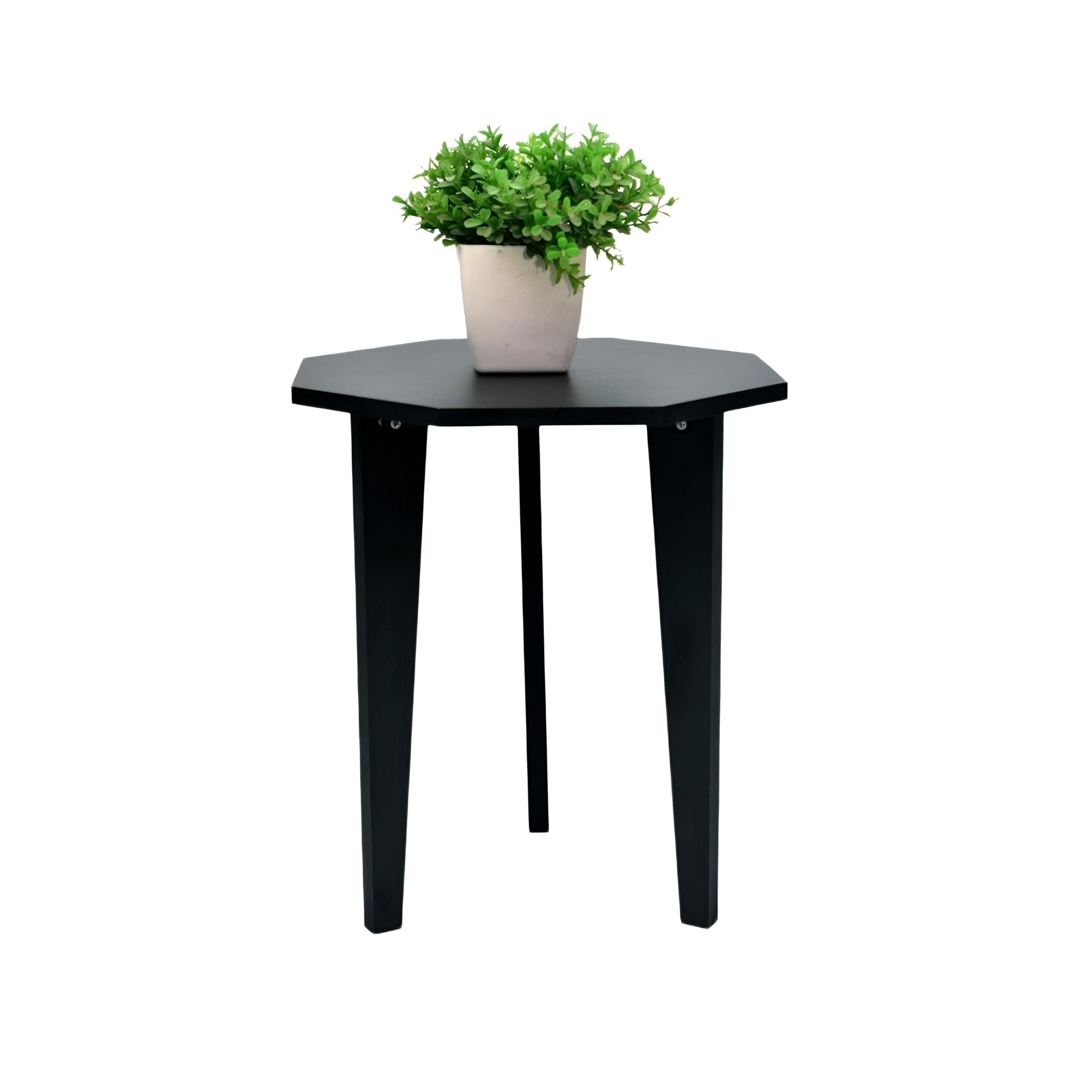 Dime Store Wooden Foldable Side Table for Plant Stand | Planter Stand for Indoor Plants Small Round End Table for Bedroom, Living Room & Hallway (Black) (B0CTY9BGXX) Amazon Price History, Amazon Price Tracker