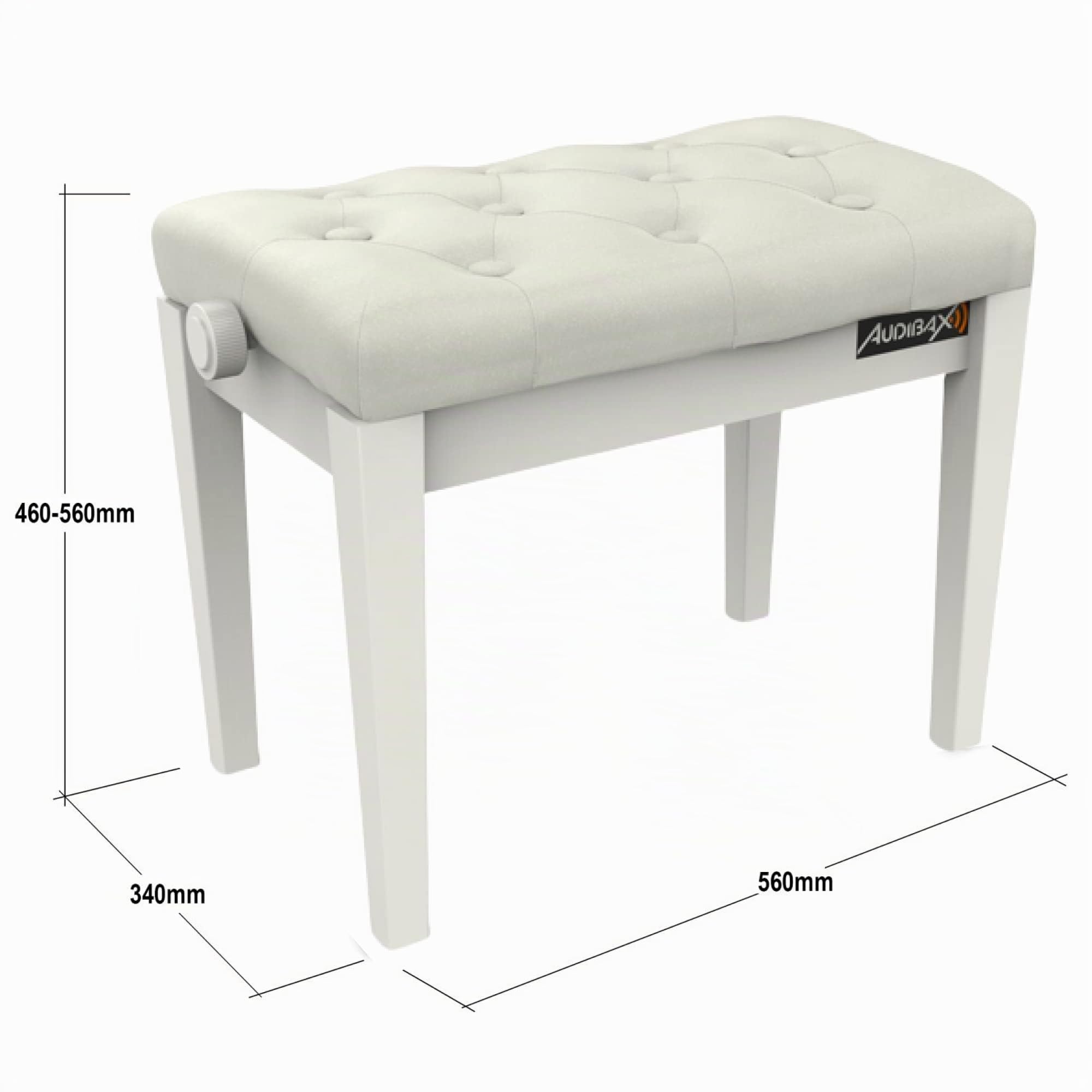Audibax KB500W - Tabouret pour Piano ou Clavier Banc de Piano de Pliage, de Haute Résistance - Réglable en Hauteur de 47 à 55,5 cm - Tabouret pour Clavier Collier en Bois