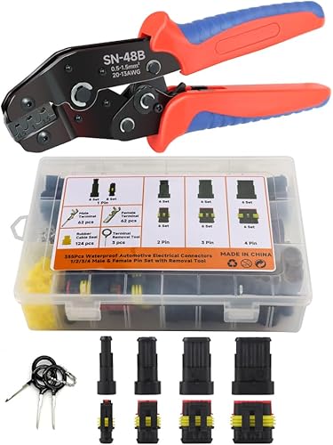 Miniatura 12 de 188 piezas 12 juegos Kit de conectores Deutsch DT - Conectores DT de 2/3/4/6/8/12 pines con contactos estampados de tamaño 16, IP68 impermeable para