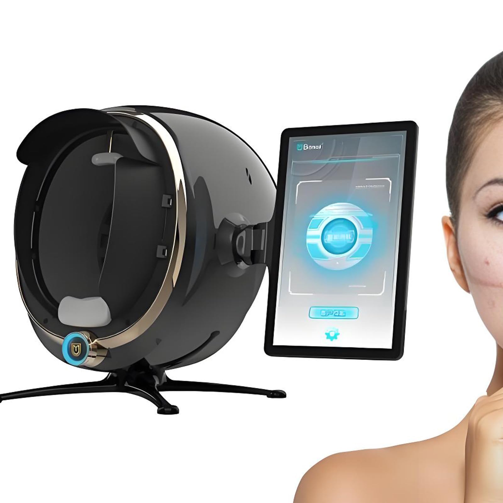 HuanSebesity 8 Spectral Facial Moisture Analyzer,Intelligent 3D Skin Scanner with Ai Facial Recognition,Precise Pore Wrinkle Pigment Acne Detection,for Professional Estheticians Black-13.3in