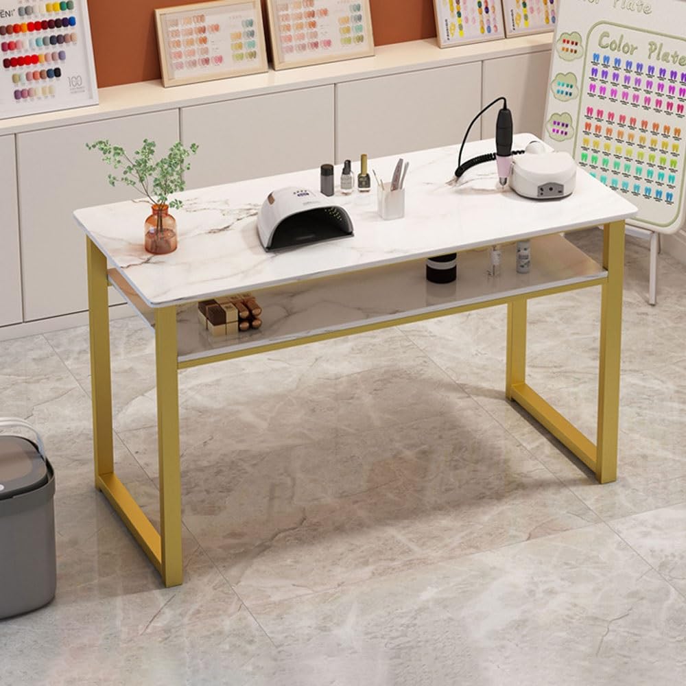 Scrivania portatile per manicure professionale in marmo spaziosa postazione di lavoro per salone e spa, per casa e ufficio (80 cm), ideale per tecnici delle unghie