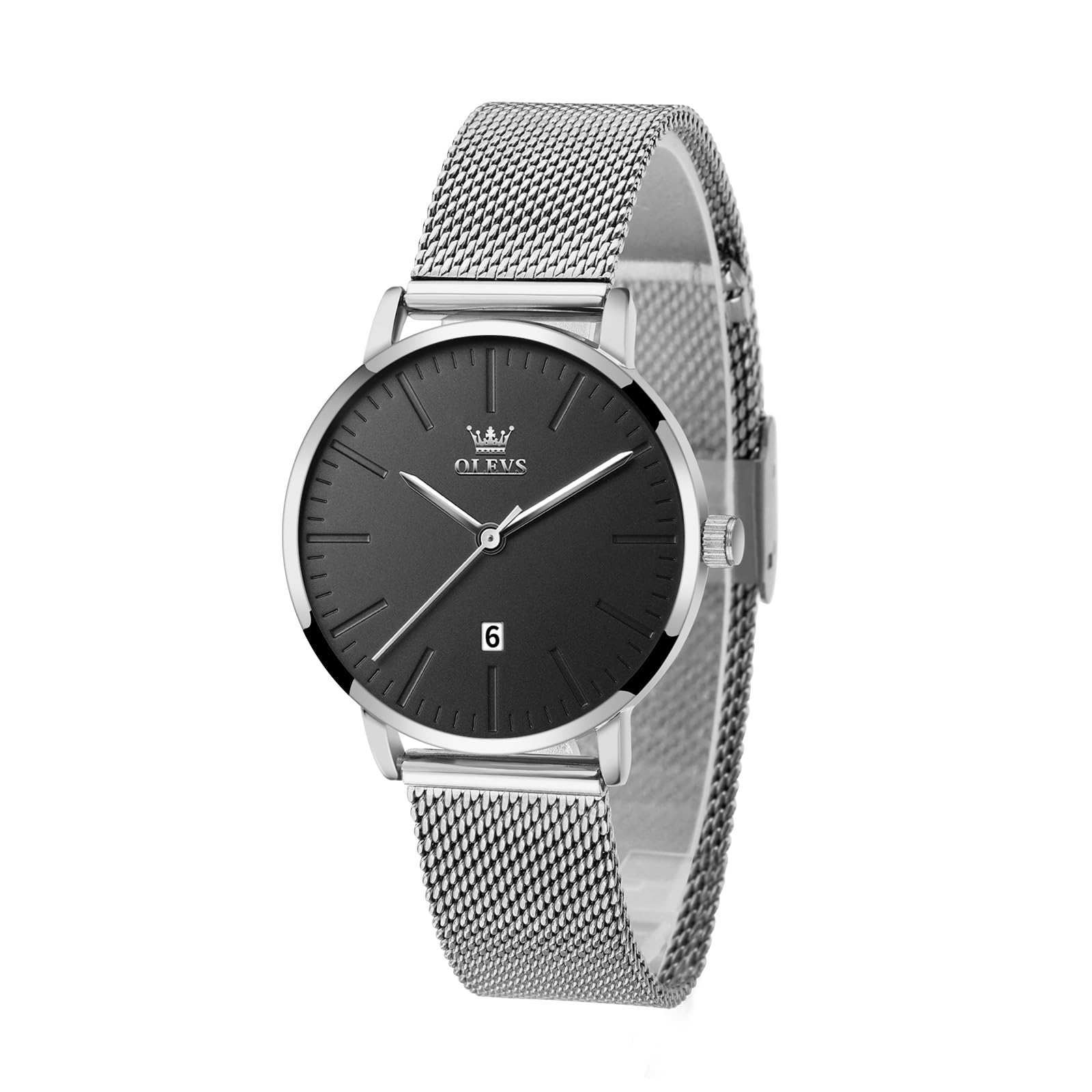 OLEVS Roségold Damenuhr Edelstahl, Lässig Klein Armbanduhr Damen Wasserdicht, Moderne Analog Uhr Damen mit Mesh Armband, Ultradünne Damen Uhr mit Diamant Herz
