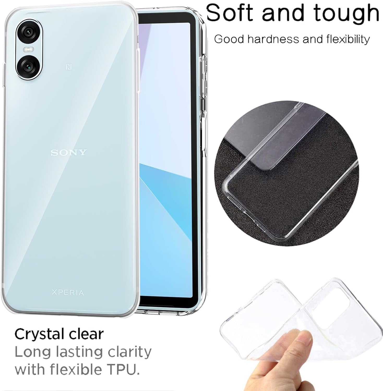 Funda Transparente De Cristal Claro Oprimio Para Sony Xperia 1 V [Silicona] [100% Transparente] [Material Alemán] [Ultra Delgada] Funda Transparente Para Sony Xperia 1 V