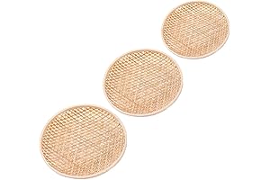 Chinese Traditional Fruit Basket: 3-Piece Shallow Bamboo Sieve Baskets