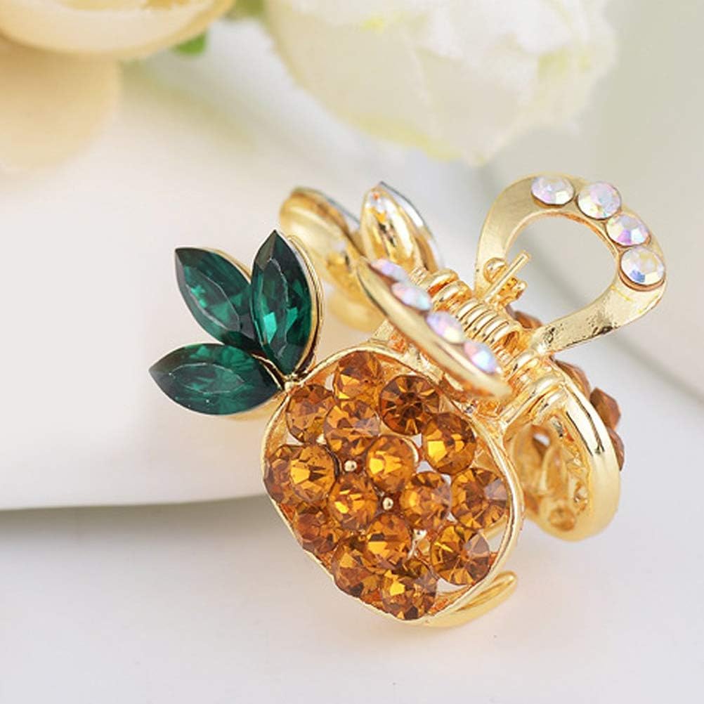 Lurrose Crystal Hair Claw Clip, 2pcs Pineapple Hair Jaw Clip Small Metal Hair Barrettes for Women Girls - Image 4