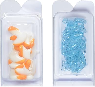 Kitty Caps Nail Caps for Cats Safe, Stylish & Humane Alternative to Declawing Stops Snags and Scratches, X-Small (Under 5 lbs), White with Orange & Clear with Blue Glitter - (Pack of 3)