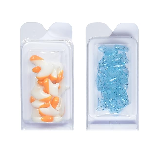 Foto 4 de 5 de Kitty Caps Tapones para uñas: Blanco/Naranja y Transparente/Azul Brillante, 40 Unidades, Grande