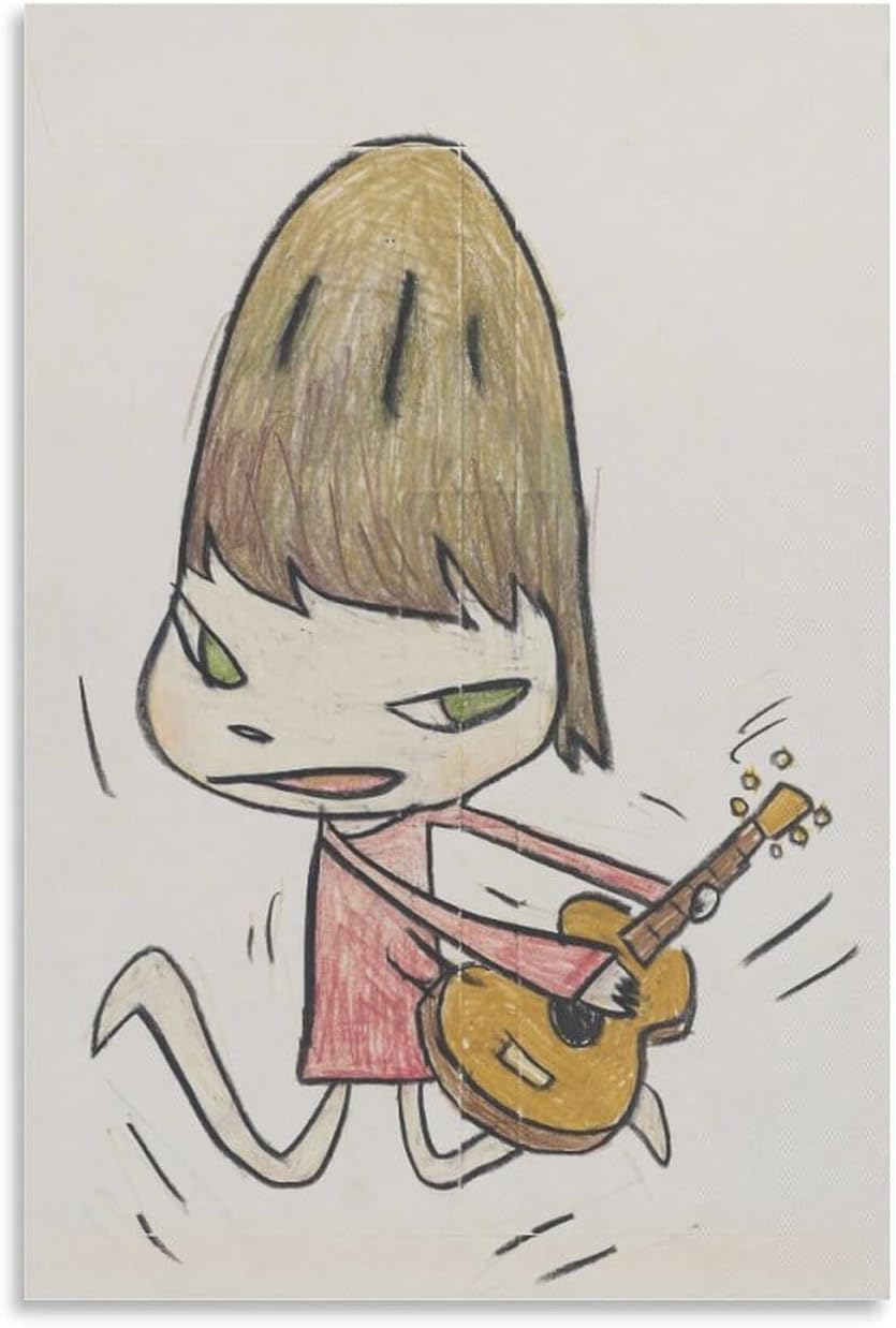 ZZYGGN GMGSW Guitar Girl by Yoshitomo Nara Canvas Poster Illustrations Wall Art Painting Yoshitomo Nara Prints for Bedroom Picture Decor 40x50cmx1 Frameless