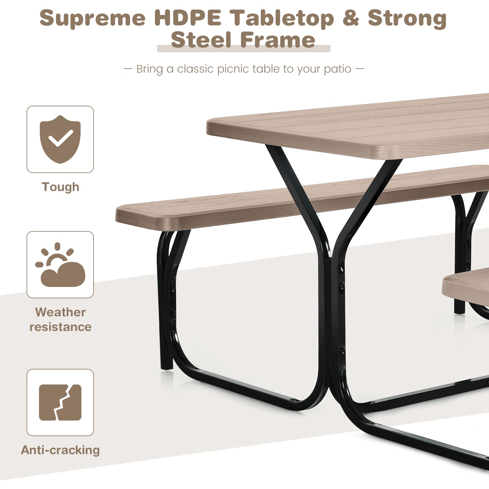 Foldable Table Tangkula Picnic Table Bench Set, Outdoor Picnic