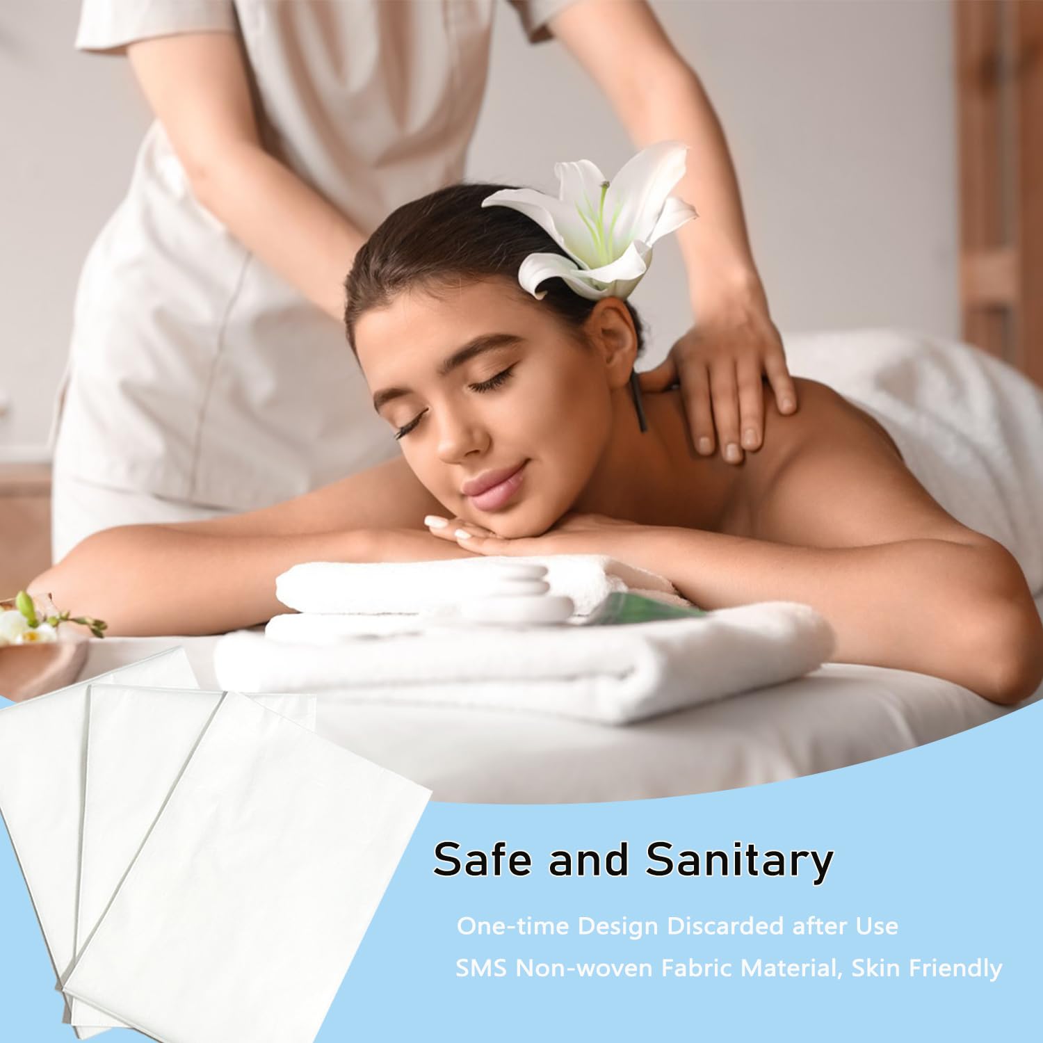 100 sábanas desechables para mesa de masaje de 31 x 71 pulgadas, sábanas desechables de tela no tejida, cubierta de cama de spa, transpirable, resistente al aceite, para viajes, spa, tatuaje, hotel,