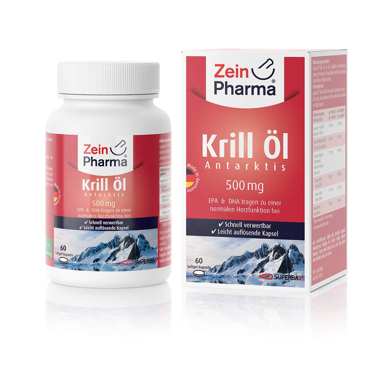 Zein Pharma Krill Öl Kapseln 500 mg, 60 Stück, 1er Pack (1 x 42 g)