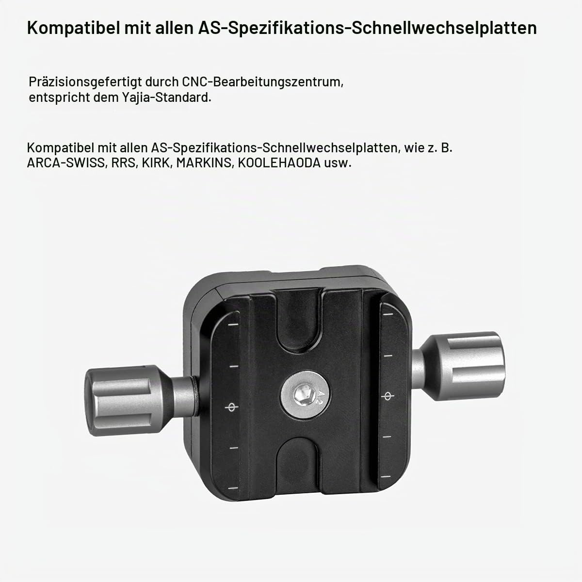 koolehaoda QR-50B Schnellwechselplatte Klemme Doppelklemmadapter kompatibel für Arca Swiss Plate RRS Rail Plate Nodal Slide Subtend