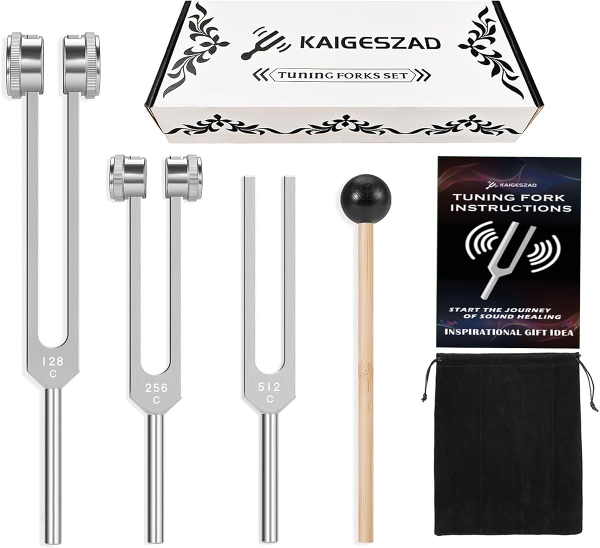 Tuning Forks Set(128Hz,256Hz,512Hz) Medical-Grade Weighted & Unweighted Tuning Fork for Healing Chakra/Sound Therapy/Yoga and Meditation Frequency Healing Devices Good Gift for Women
