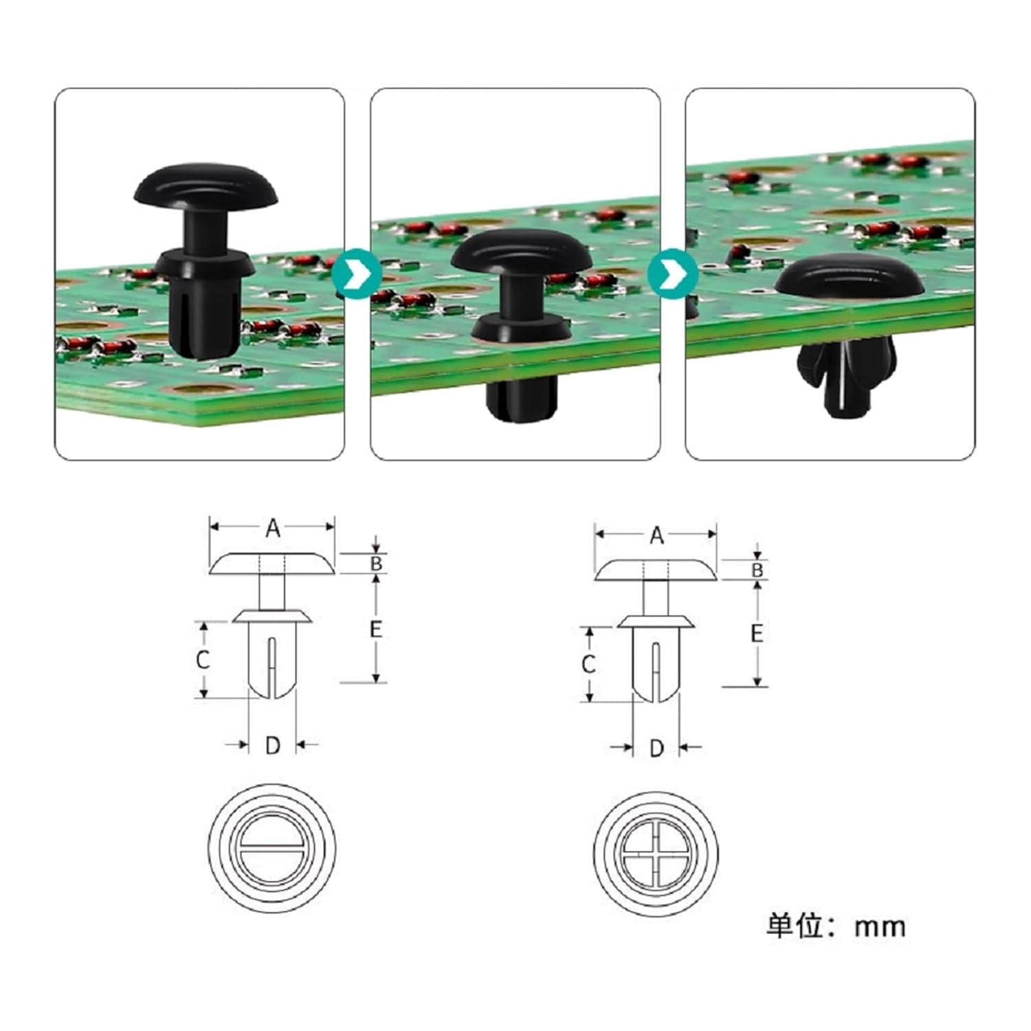 Nylon Fasteners, 100pcs 2/2.7/3.1/3.6/4.1/5.1/6.1mm Nylon Plastic R Type Expansion Rivet Nut Buckle Clip Rivet Fastener