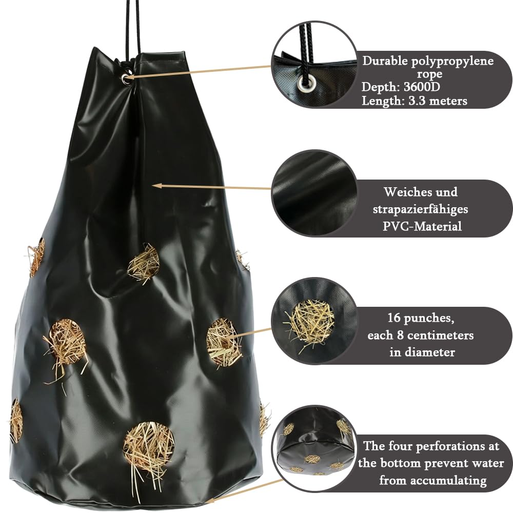 Heunetz für Pferde,70 x 40cm Heusack für Pferde,Heubeutel für Pferde 88L Haybag,Heusack,Heunetz für Ponys alte Pferde Ziegen Tiere,Fressen zu verlangsamen und reduziert Futterverluste