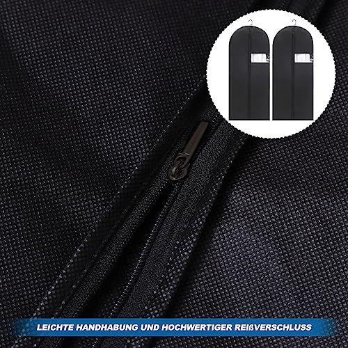 Kleidersack, 2 Stück Kleidersack Anzug, Kleiderhüllen Abdeckung mit Reißverschluss für Anzüge Kleider Mäntel Sakkos Hemden Abendkleider Anzugsack Aufbewahrung Premium kleidersäcke 120 x 60 cm