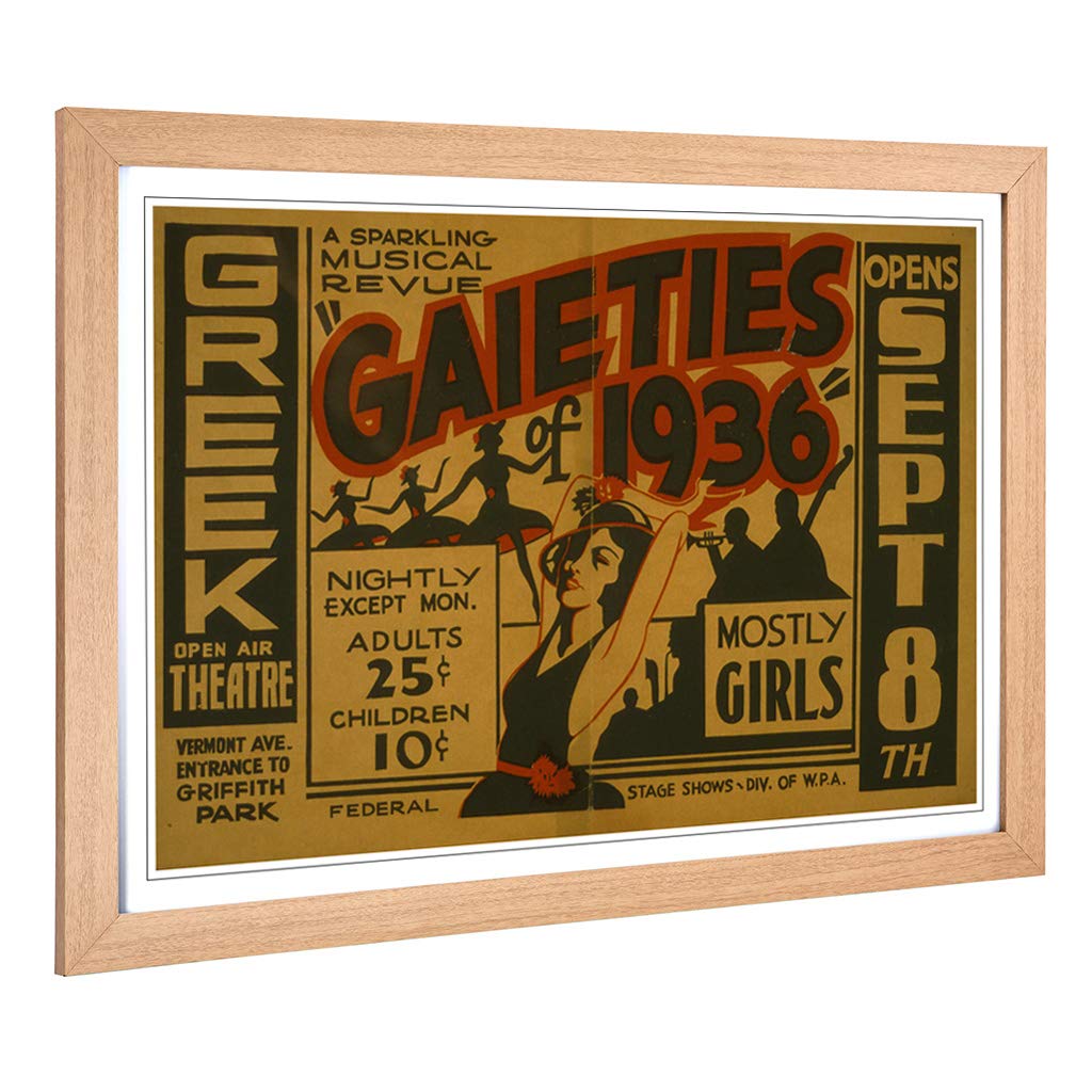 Big Box Art Framed Print of Vintage WPA Poster The Gaieties Design | Wall Art Picture | Home Decor for Kitchen, Living Room, Bedroom, Hallway, Oak, A2 / 24.5x18 Inch / 62x45cm