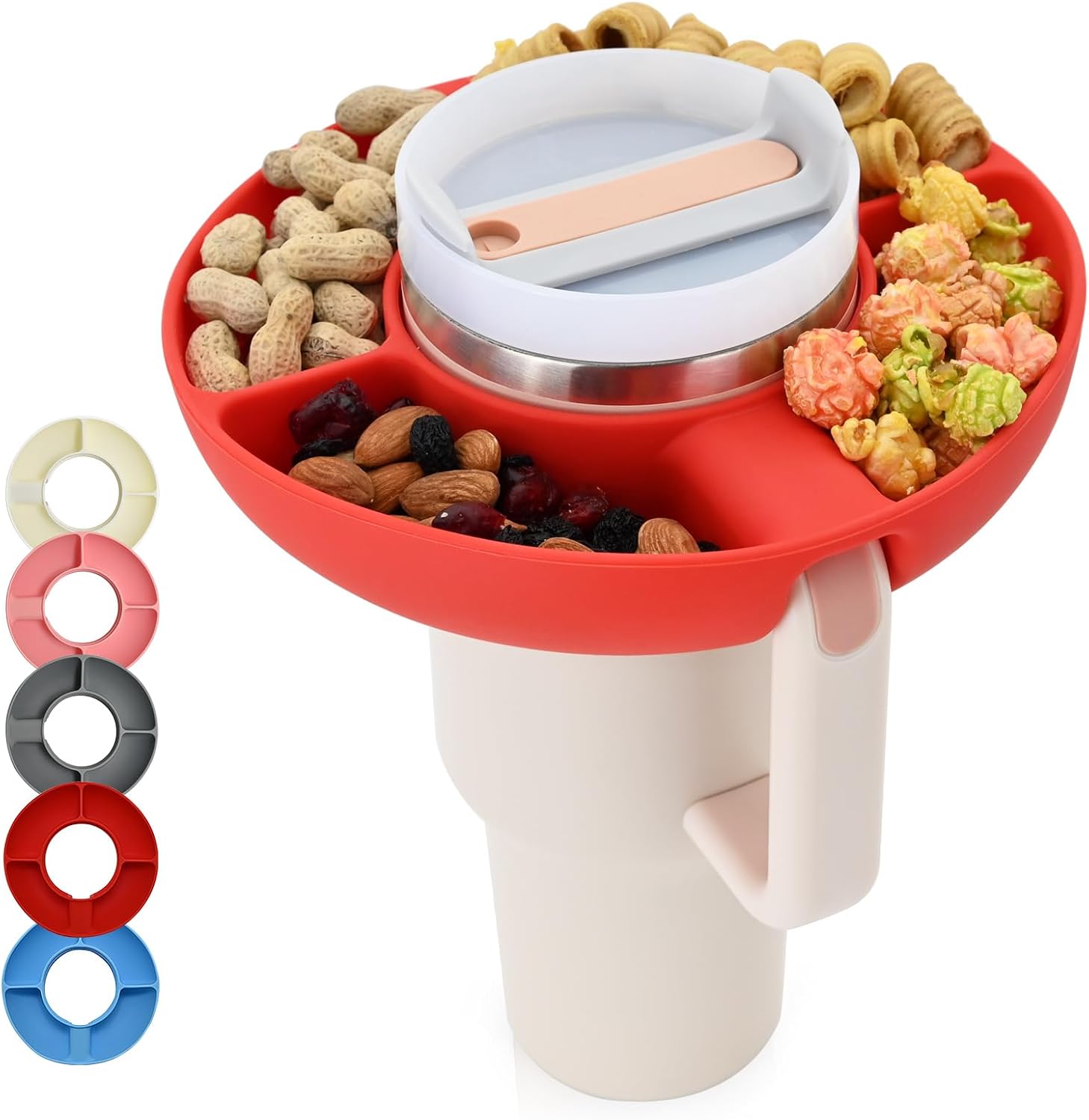 Tazza Stanley Porta Snack Viaggio YZROHYI Ciotola Snack Per Stanley Cup - Vassoio Silicone 4 Scomparti Con Coperchio - 20x45x45 Cm Stanley Lunch Box Stanley Mug