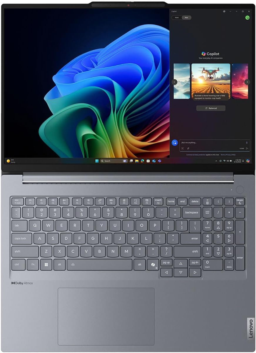 Lenovo ThinkBook 16 G7 QOY 21NH000JUS 16" Copilot+ PC Notebook - WUXGA - Qualcomm Snapdragon X Plus X1P-42-100 - 16 GB - 512 GB SSD - English (US) Keyboard - Luna Gray - Qualcomm Chip - 1920 x 1200 -