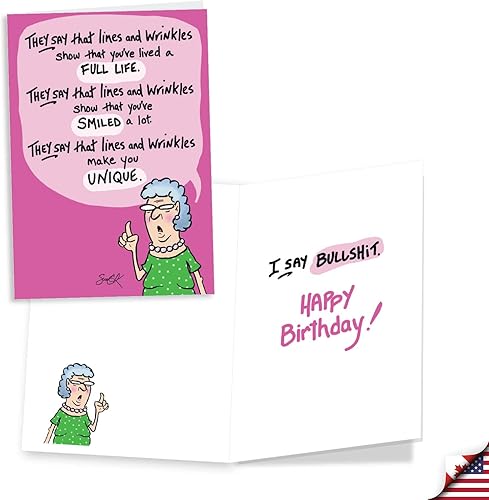 Miniatura 4 de NobleWorks Paquete surtido de 3 tarjetas de felicitación de cumpleaños humorísticas con sobres (3 diseños, 1 cada uno) Risa para damas VC7960BDG-C1x3