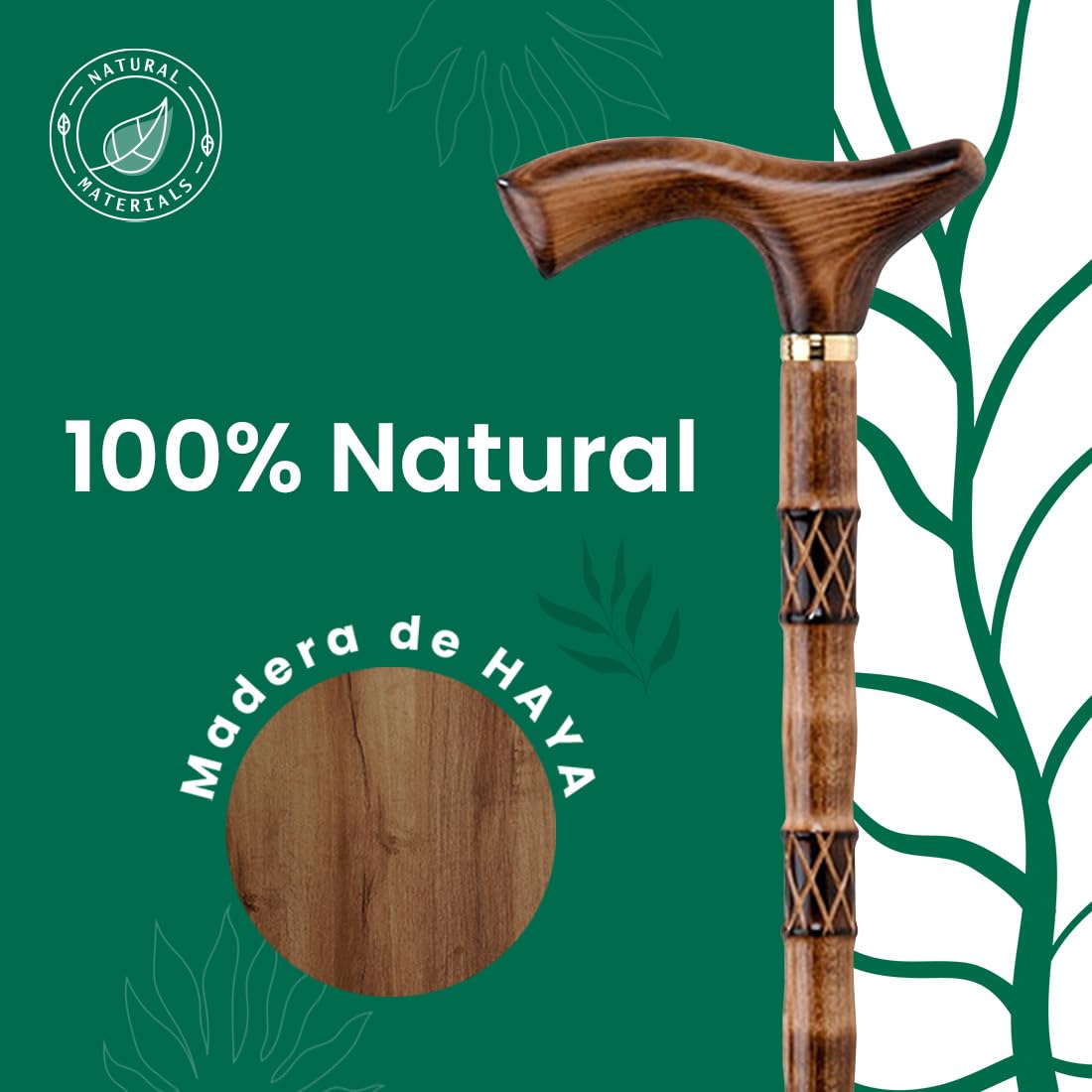 Flexor - Bastone da passeggio classico | robusto legno di faggio | Manico elegante | Supporto e stabilità | Ideale per città e natura | Marrone mogano, legno