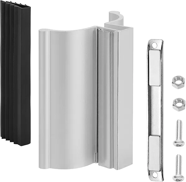 VYH 3" Aluminum Frameless Shower Door Handle with Metal Strike, Stainless Steel U-Channel with Magnet for Swing Glass Door Thickness 1/8",5/32",3/16," and 1/4", Shower Door Replacement
