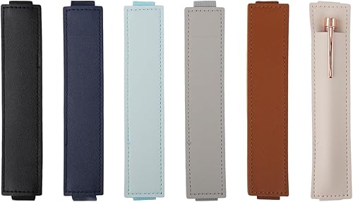 6 soportes elásticos para bolígrafos, de piel sintética, soporte para lápices, banda elástica ajustable para cuadernos, planificadores, carpetas y