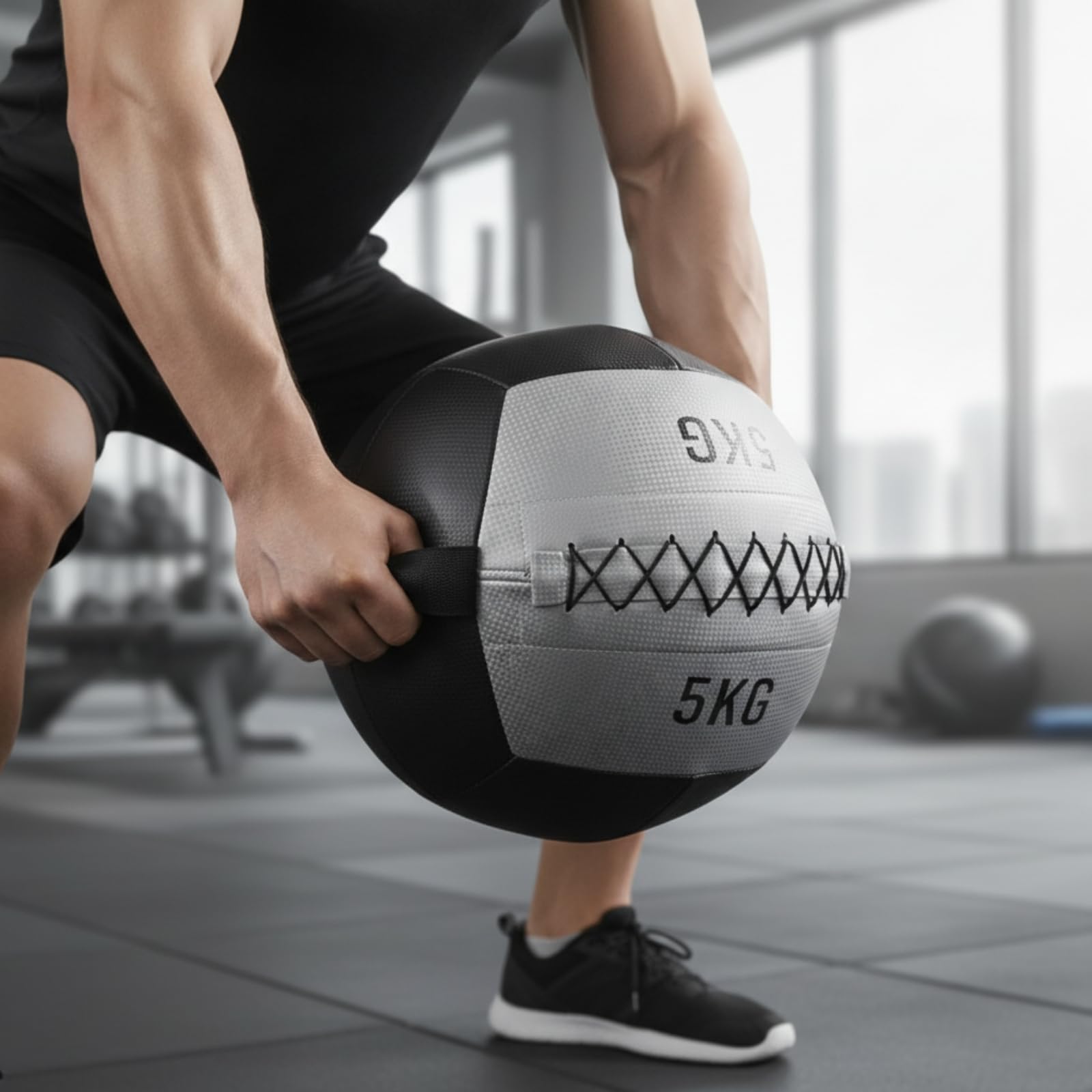 MERIGLARE Gewichteter Trainingsball Medizinball Gymnastikball Fitnessball mit Seitlichen Handgriffen Strukturierter Oberfläche Und Stabiler Naht Gefertigt aus