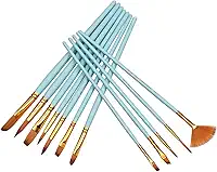 Conjunto de pincéis Ajcoflt para detalhes finos, duas cores, cerdas de taklon, para aquarela, pintura a óleo, acrílico, para miniaturas, kit de desenho para estudantes e iniciantes, 12 peças