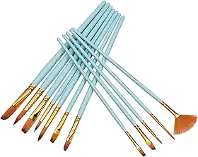 Conjunto de pincéis Ajcoflt para detalhes finos, duas cores, cerdas de taklon, para aquarela, pintura a óleo, acrílico, para miniaturas, kit de desenho para estudantes e iniciantes, 12 peças