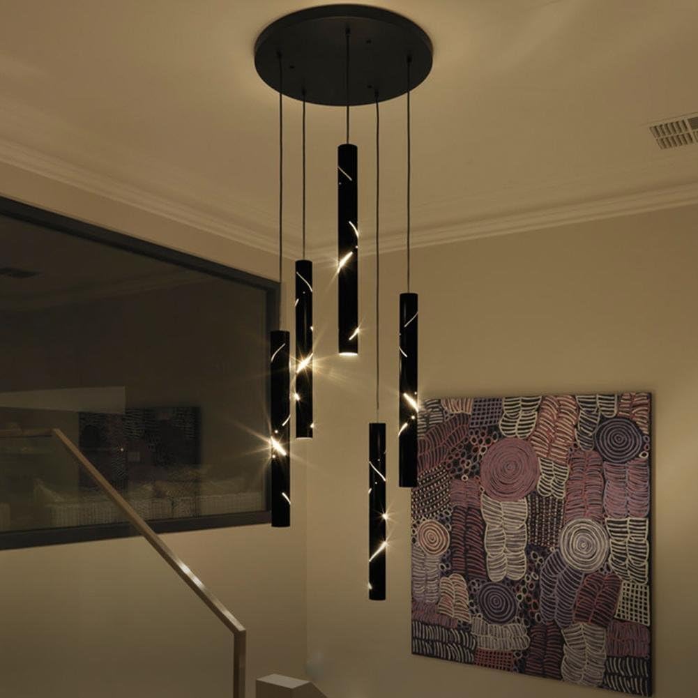 Nordic Wrought Iron Chandelier Creative Personality Bar Restaurant Spotlights Modern Living Room Bedroom Corridor Coffee Double Stair Hollow Carved Pendant Lamp Ø40cm 5W * 5