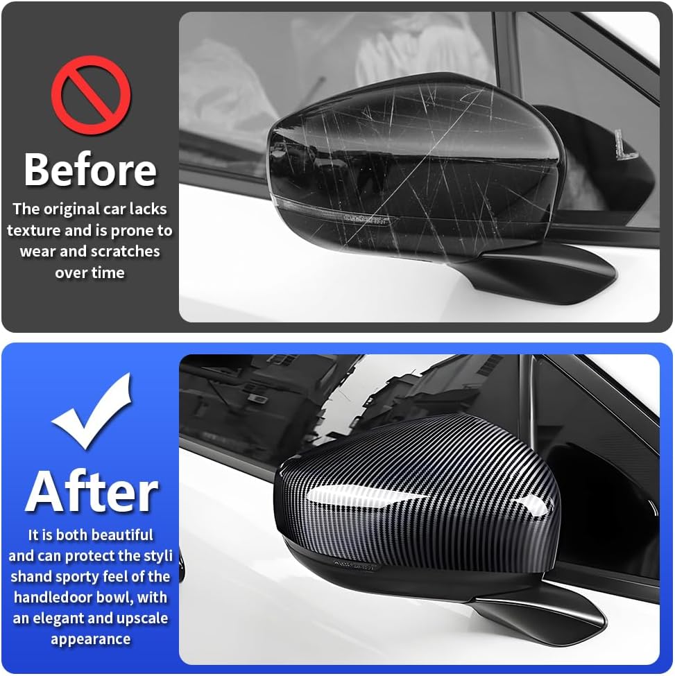 Chrome Carbon Fiber Car Side Door Mirror Trim Cover for Subaru Crosstrek and Impreza 2024 2025 2026 Auto Exterior Decorations Accessories Rearview Anti Scratch Protection Panel